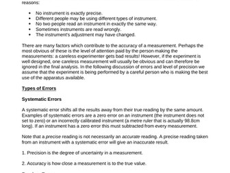 AS/A Level Physics; Dealing with Measurements and Uncertainties