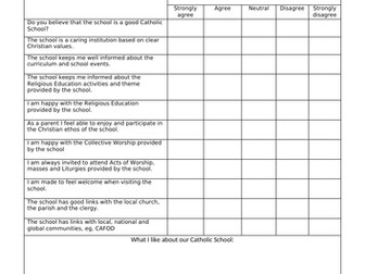 Parents Questionnaire Catholic School