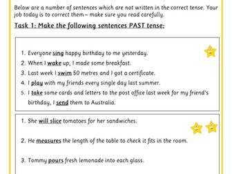 Year 3 - Past Tense Worksheet