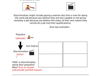 Prejudice and Discrimination worksheet