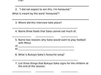 Bukayo Saka Interview - Retrieval Questions