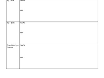 AQA Spanish GCSE Writing Feedback Grids F&H