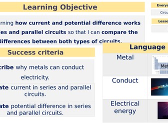 KS3 Current and Potential Difference Lesson