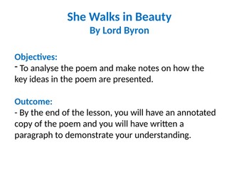 She Walks in Beauty GCSE PPT