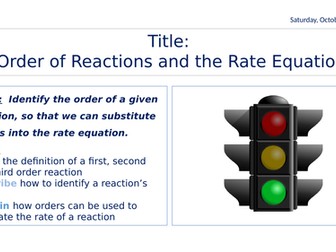 Order of Reaction and The Rate Equation
