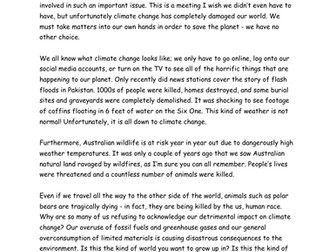 Debate speech - climate change