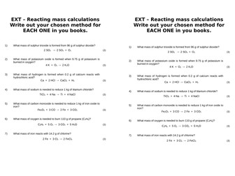 Reacting Mass Calculations