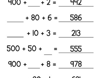 Place Value - Missing Numbers