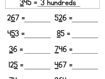 Place Value - Hundreds, Tens and Ones