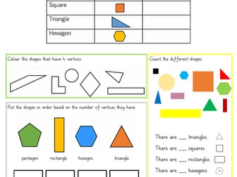 Name and Identify properties of 2D shapes. Year 2.