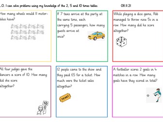 Multiplication word problems Year 2
