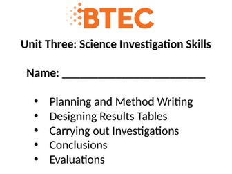 BTEC Applied Science: Unit 3 pupil task sheets for section A-C