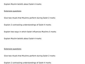 Salah Questions