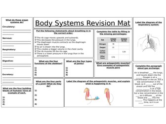 KS3 Body Systems Revision Mat