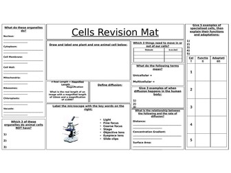 KS3 Cells Revision Mat