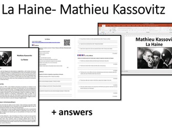 La Haine- Reading and Worksheet- A Level French