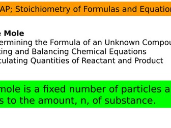AS Stoichiometry of Formulas and Equations