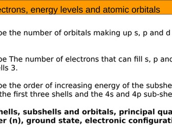 AS Electrons, energy levels and atomic orbitals