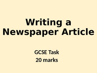 Writing a Newspaper Article KS3