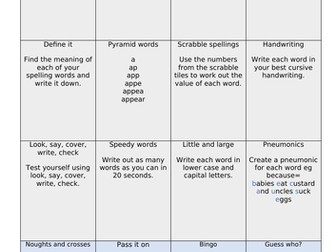 Spelling Bingo