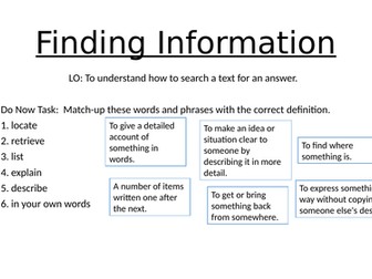 GCSE Language Locate and Retrieve Reading Skills Infographics