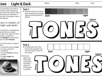 Art cover work/cover lesson worksheet - Tone