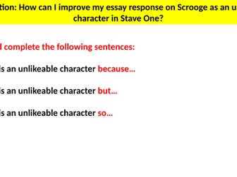 Feedback on mini essay of Scrooge as unlikeable in Stave 1