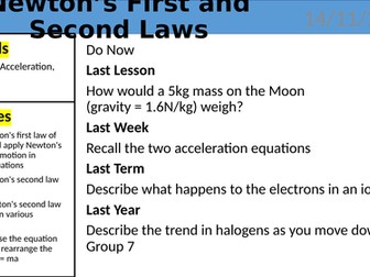 KS4 Science - Newtons 1st and 2nd Laws