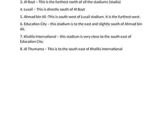 Qatar World Cup compass directions