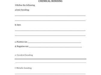 IGCSE CHEMISTRY CHEMICAL BONDING EDEXCEL COMPLETE WORK SHEET