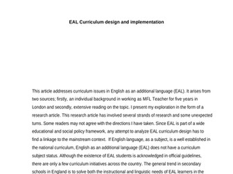 Reflecting on EAL curriculum in England