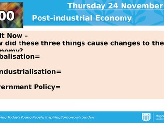 AQA CEW Post-Industrial Economy (Lesson 16)