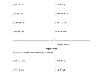 Algebra Simplify by Combining Like Terms