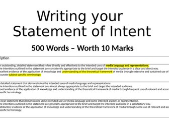 Statement of Intentions - AQA NEA - Guidance for Students