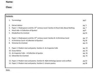 AQA GCSE Literature Revision Booklet