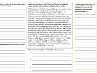 Extract Worksheets for An Inspector Calls