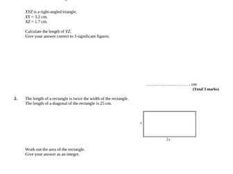 Pythagoras and Trigonometry Exam Questions