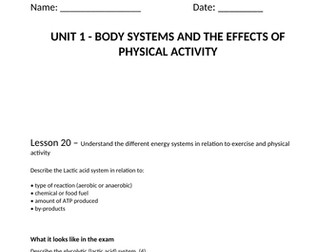 Lactic Acid System Notes and Presentation