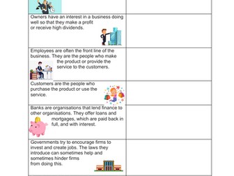 Role of Stakeholder worksheet
