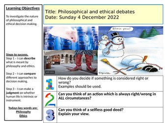 Ethics and morals- KS3 scheme of work and lessons