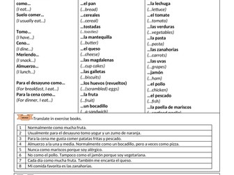 Spanish - KS3 - Food & Drink Sentence Builder