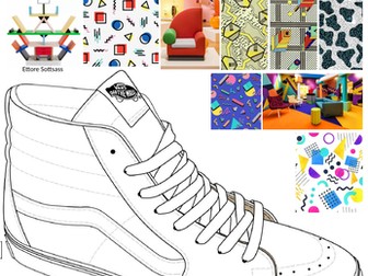 Memphis Design Art Movement, Fashion, Shoe Design Worksheet, Cover Lesson or Homework  Activity