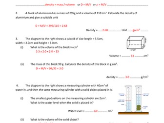 Density of solids Questions and Answers