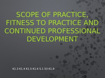 T level health/healthcare science scope of practice fitness to practice and CPD