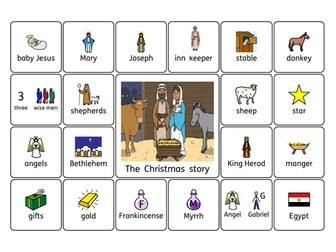 Nativity Christmas Story word mat vocabulary dual coded