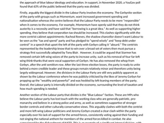 A* A-level Politics Essay - Labour party divisions