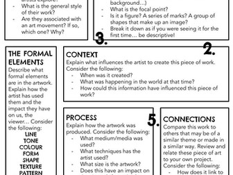 Analysing Artwork Helpsheet