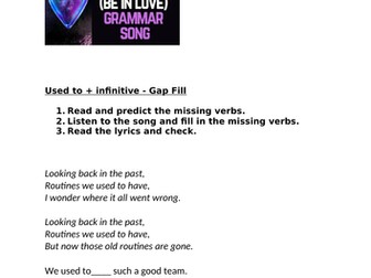 Used to + infinitive song and gap fill