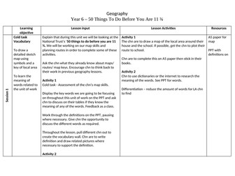 Geography map skills plan and resources