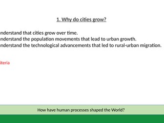 Topic 4: Urbanisation (year 8)